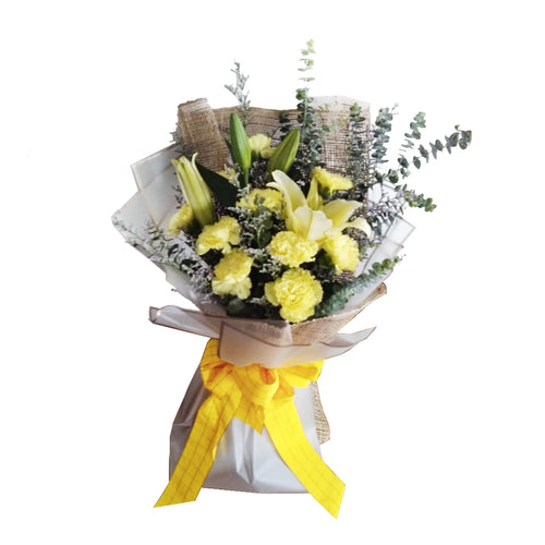 Yellow Lilies and Carnation Bouquet